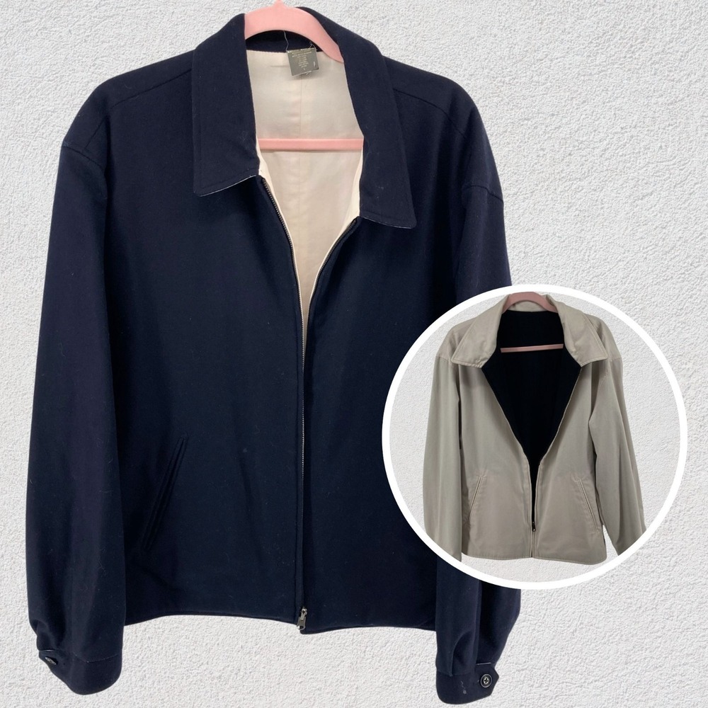 Vintage Banana Republic Reversible Wool Jacket Men's Large Classic Heritage Coat